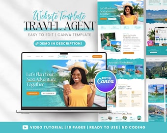 Travel Agent Website Template , Travel Agency Marketing, Travel Agency Landing Page, Canva Website Template, Travel Agency, Travel Advisor