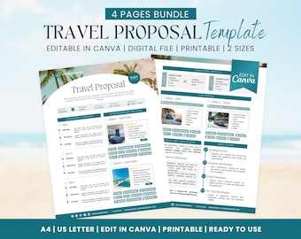 Travel Agent Proposal Template: Client Forms, Itinerary (Canva, Digital Download)