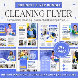 Cleaning Services Flyer Bundle | Printable Cleaning Business | Commercial Cleaning Template | Residential Cleaning Flyer | Home Cleaning
