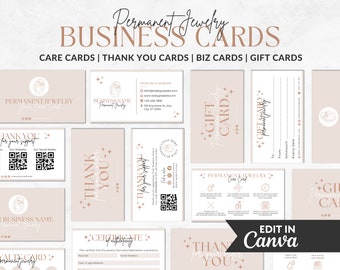 Permanent Jewelry Business Card Templates: Canva Editable (Digital Download)