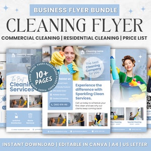 Cleaning Business Flyer Bundle | Printable Cleaning Services | House Cleaning Flyer | Residential Cleaning Flyer | Cleaning flyer template