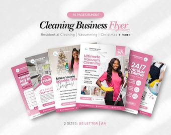 Cleaning Business Flyer Template, Editable Canva Design (A4, US Letter)