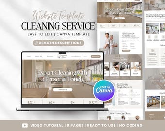 Reinigung Website Template, Reinigung Geschäft, Professionelle Reinigung Website, Gewerbliche Reinigung, Wohnungsreinigung, Canva