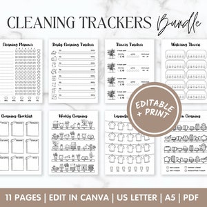 Cleaning Tracker Bundle, Journal Cleaning Schedule, Monthly Cleaning, Cleaning Binder, Weekly Cleaning Checklist, Printable Cleaning
