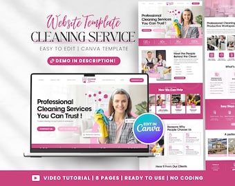 Cleaning Service Website Template: Canva Editable Design