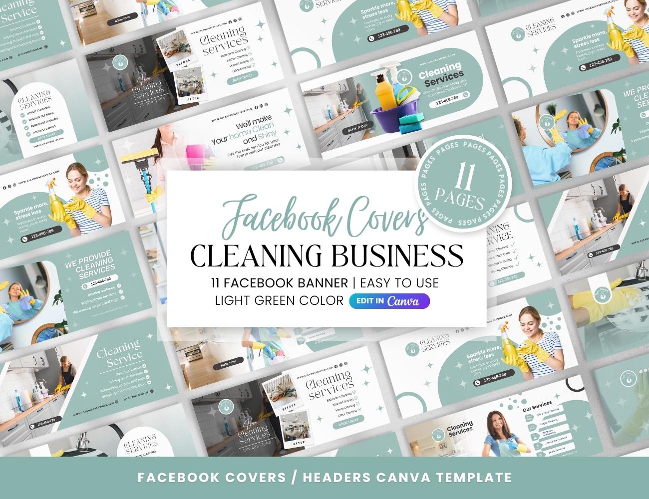 Cleaning Business | Facebook cover photo Bundle | Cleaning Services Facebook Banner | Cleaning Company | Commercial Cleaning | Social Media