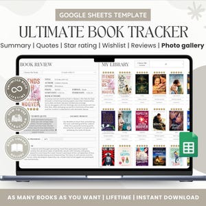 Arkusz kalkulacyjny Book Tracker, Ultimate reading tracker, bookshelf tracker, Digital reading planner, reading log google sheets