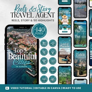 Travel Agent Instagram Reels Videos, Travel Agent Social Media, Travel Agency Marketing, Instagram story template, Social Media Content