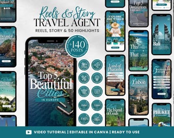 Travel Agent Instagram Reels Videos, Travel Agent Social Media, Travel Agency Marketing, Instagram story template, Social Media Content