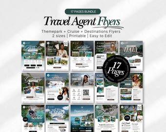 Reisebüro Flyer Bundle Vorlage, Reisemarketing Flyer, Reisebüro Social Media, Urlaubsflyer, Canva Vorlage