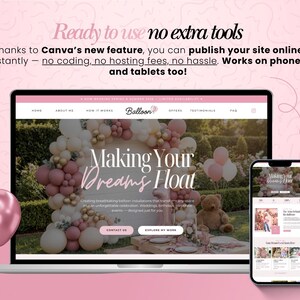 Balloon Artist Website Template, Editable Canva Website Template for balloon decor artist, landing page, balloon artist, image 12