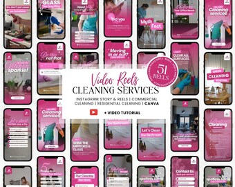 Cleaning Business Video Reels Templates, Social Media Content (Canva Editable)