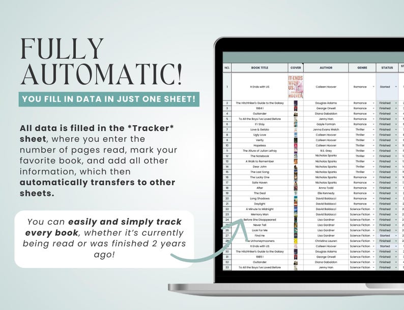 Tracking Books Read Digital Book Tracker: Reading Journal on Google Sheets (digital ...