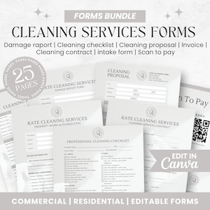 Cleaning Business Forms | Commercial Cleaning | Residential Cleaning | Cleaning contract | Cleaning checklist | Cleaning service proposal