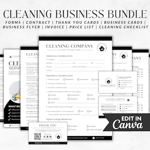 Cleaning Service Forms Bundle | Cleaning Intake form | Cleaning Company template | Cleaning Business Contract | Printable Cleaning Checklist