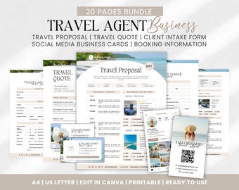 Travel Agent Forms Bundle, Travel Business Forms, Travel Inquiry, Booking Information, Travel Quote Form, Travel agent proposal Template