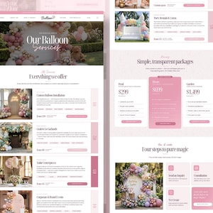 Balloon Artist Website Template, Editable Canva Website Template for balloon decor artist, landing page, balloon artist, image 8