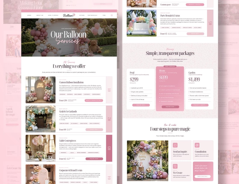 Balloon Artist Website Template, Editable Canva Website Template for balloon decor artist, landing page, balloon artist, image 8