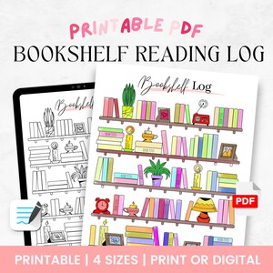 Seguimiento de libros imprimible, Registro de lectura de verano, Registro de lectura de estantería, Seguimiento de estantería, Diario de lectura, A4, A5, Carta, Libros para leer