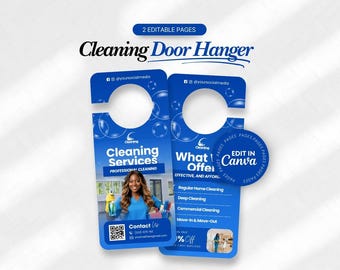 Cleaning Service Door Hanger Template: Editable Canva Flyer, Cleaning Business