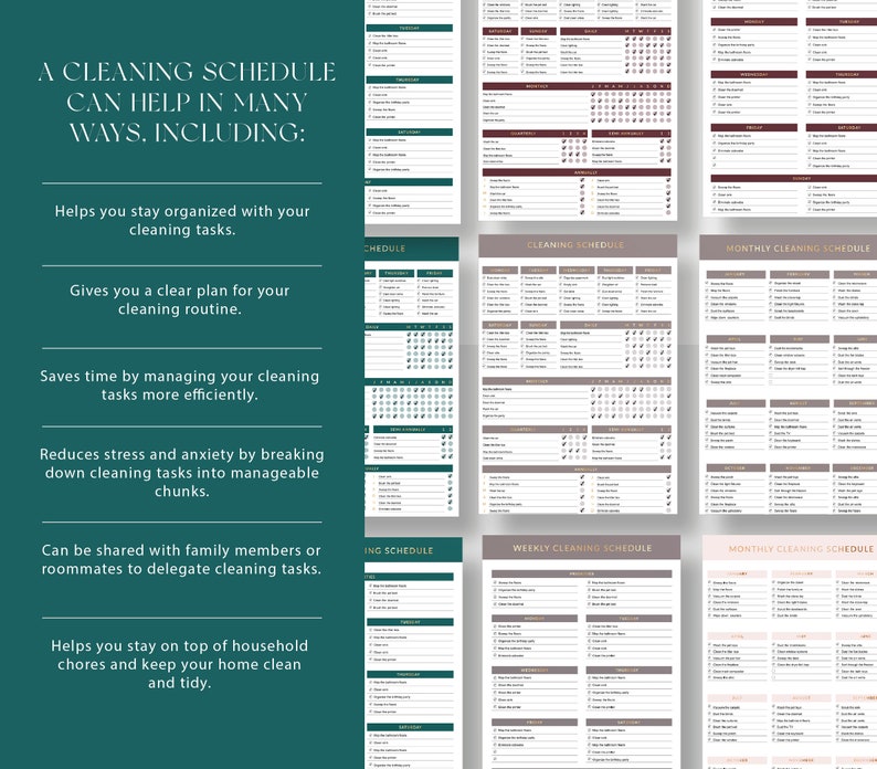 Cleaning Schedule Template, Printable Cleaning Checklist, A4 Cleaning ...