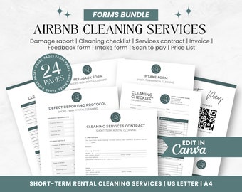 Airbnb Cleaning Business Forms Bundle: Checklist, Contract, Price List (Canva Template)