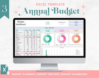 Annual Budget Excel Template: Income, Expenses, Savings Tracker (Digital Download)