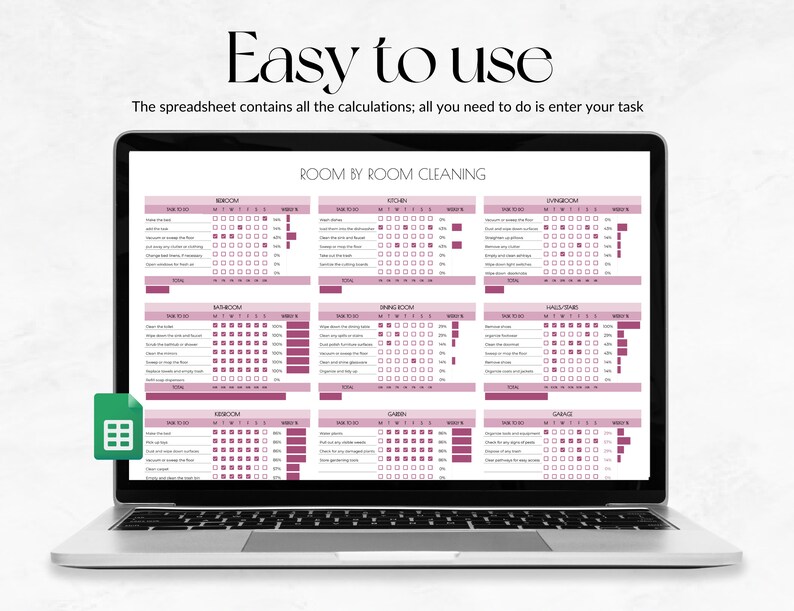 Cleaning Schedule Bundle: Google Sheets Cleaning Checklist (digital ...