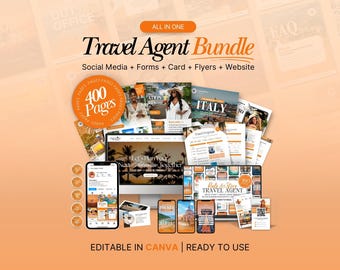 Travel Agent Business Bundle, Canva Website, Instagram, Flyer Templates