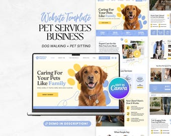 Pet Care Website Template: Dog Walking, Pet Sitting, Canva Website