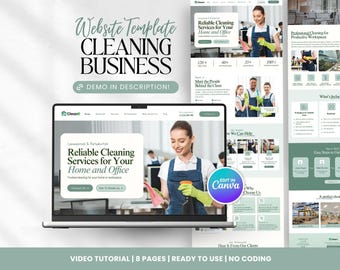 Websitesjabloon schoonmaakservice, schoonmaakbedrijf, professionele schoonmaakwebsite, commerciële schoonmaak, schoonmaak van woningen, canvas