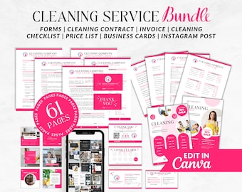 Reinigung Business Bundle: Formulare, Vertrag, Flyer, Social Media (Canva Template)