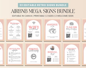 Airbnb Sign Bundle Template: 35+ Rental Home Signs (Digital Download)