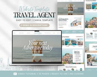 Travel Agent Website Canva Landing Page Template for Travel Advisor Booking Website Travel Agency Website Design Minimalist Service Website
