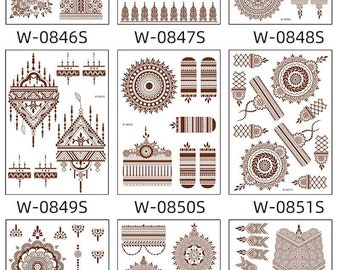 Temporary henna mendi sticker tattoos eid diwali nikkah parties mehendi 1 DESIGN SHEET