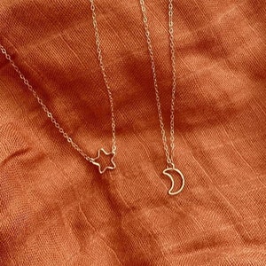 Moon Necklace | Star Necklace | Delicate Layering Necklace| Cresent Moon Necklace | Stars Necklace | Celestial Necklace