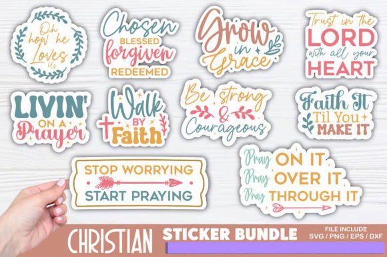 Inspirational Christian Sticker Set | Faith Digital Printable Stickers ...