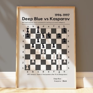 Schachspieler Poster, Schachsüchtige Liebhaber, Kasparov Deep Blue, Schwarz-Weiß-Poster, Schachdekor Geschenk, Schachspiel Geschenk, Schachwandkunst