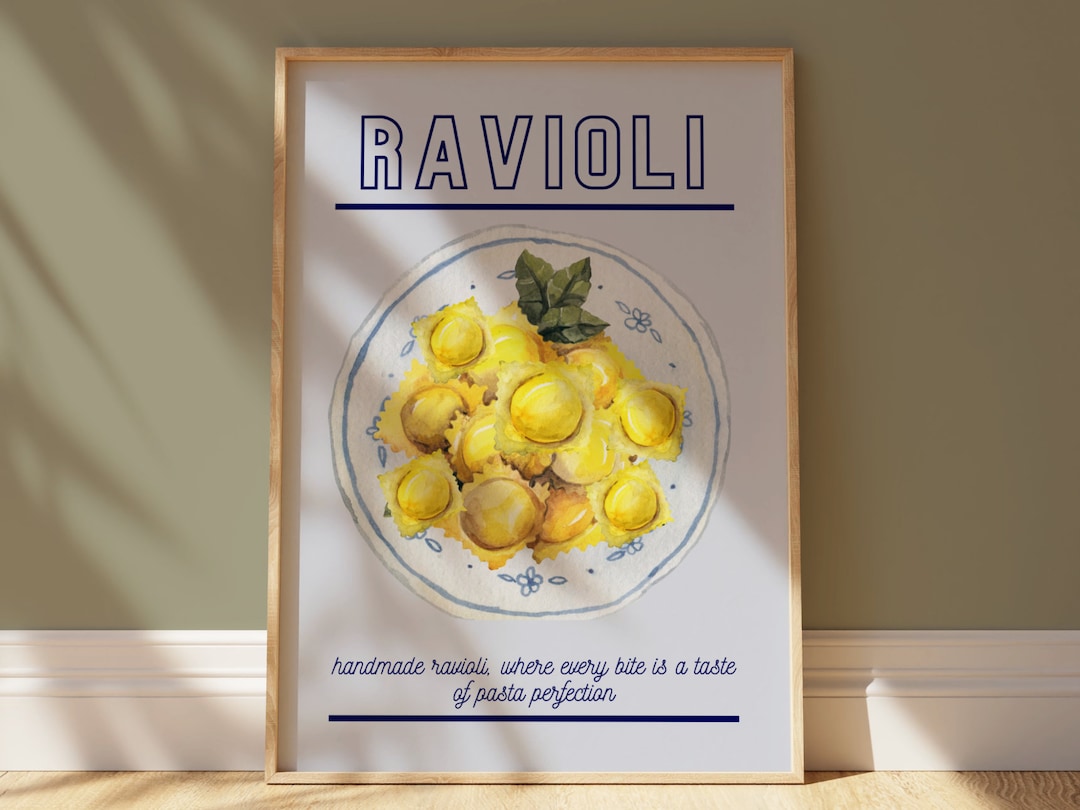 Ravioli Poster, Italian Vintage Wall Art, Kitchen Decor Food, Ravioli ...