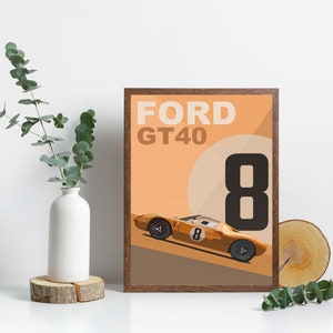 Digital Ford GT40 Wall art, Ford GT Decor, Race Car Wall Art, Digital Car Wall Decor, Sports car printable wallart, Ford GT artwork, Cargift