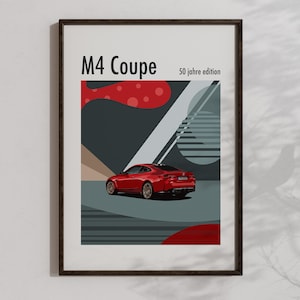 3 in 1, BMW M4 Coupe G82 wall art, Printable BMW m4 poster, Automotive Decor, Geometric Abstract Car Poster, BMW gifts, Downloadable car art