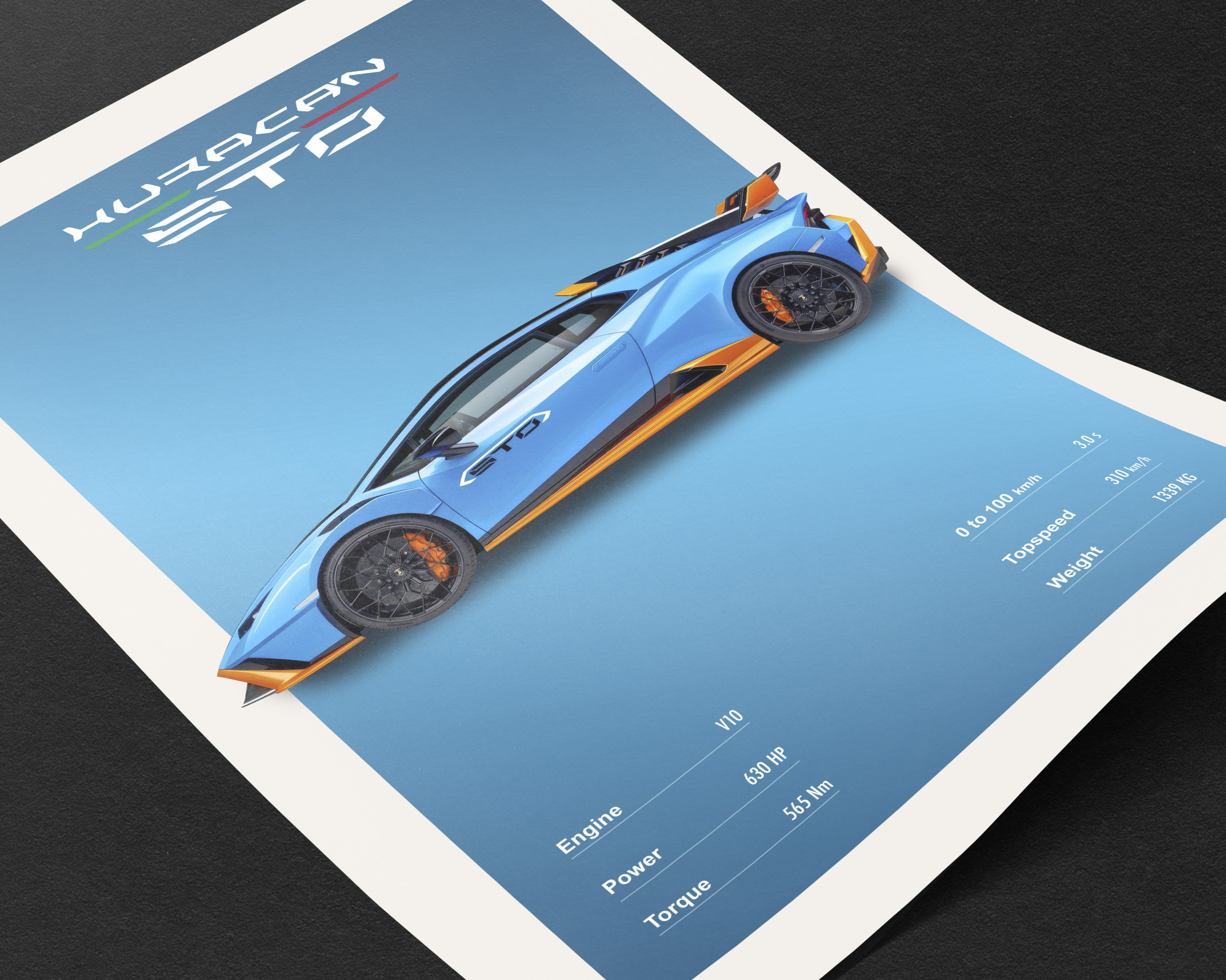 Lamborghini Huracan STO Poster Automotive Home Decor Aesthetic Car