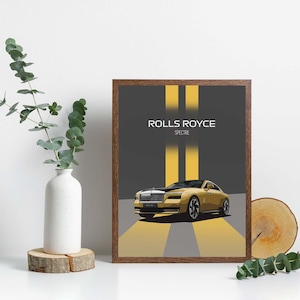 Rolls Royce Spectre Wall Art, Rolls Royce poster, Printable Rolls Royce art, exotic car prints, luxury car design, modern car wall art