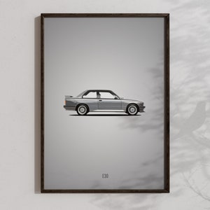 BMW M3 E30 Wall Art, Printable BMW M3 poster, sports car decoration, cool car gifts, Bimmer poster