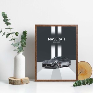 Printable Maserati GranTurismo wall art, Maserati Poster, Maserati artwork, Downloadable car art, cool car gifts, super car posters