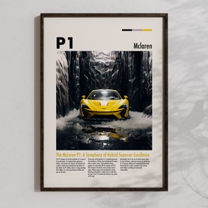 Mclaren P1 Poster Super Car Wall Art Mclaren P1 Artwork Mclaren Decor Car Prints Mclaren Gifts Cool Race Cars