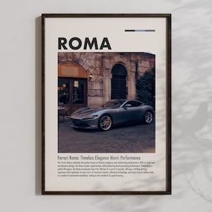Ferrari Roma Wall Art Sports Car Posters Estética Impresión automotriz Descargable Ferrari Artwork Cool Racing Decoración Regalos para él