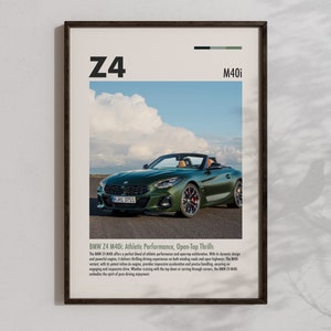 BMW Z4 Poster Automotive Home Prints Sports Cars Decoration Cool BMW Gifts Decorative Racing Wall Art Printable Car Collector Artwork