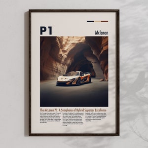 Mclaren P1 Poster Super Car Wall Art Mclaren P1 Artwork Mclaren Decor Car Prints Mclaren Gifts Cool Race Cars