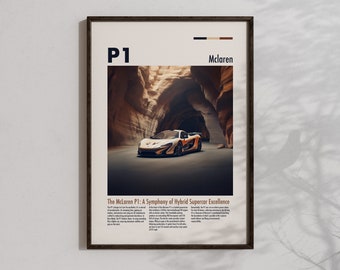Mclaren P1 Cartel Super Car Wall Art Mclaren P1 Obra Mclaren Decoración Coche Impresiones Mclaren Regalos Cool Race Cars